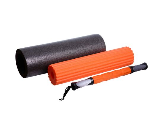 Масажный ролик PowerPlay Therapy Roller 022 Набір 3 в 1 Чорно-Помаранчевий (PP_4022), изображение 3