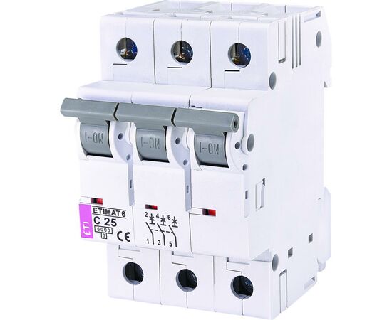 Автоматический выключатель ETI ETIMAT 6 3p C 25А (6 kA)
