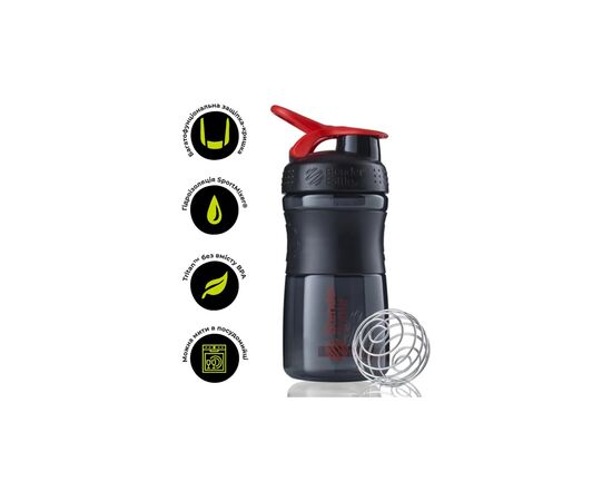 Шейкер спортивний BlenderBottle SportMixer 20oz/590ml Black/Red (SM 20oz Black/Red)