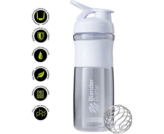 Шейкер спортивный BlenderBottle SportMixer 28oz/820ml White (SM 28oz White), изображение 2 Шейкер спортивный BlenderBottle SportMixer 28oz/820ml White (SM 28oz White), изображение 2