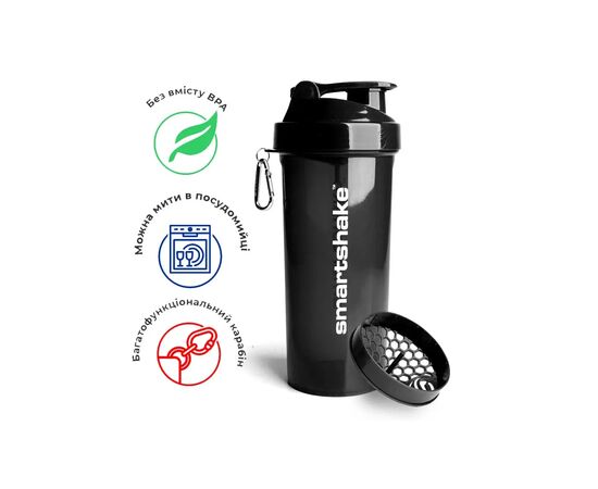 Шейкер спортивный SmartShake Lite 1000ml Glossy-Black (10611202), изображение 6 Шейкер спортивный SmartShake Lite 1000ml Glossy-Black (10611202), изображение 6