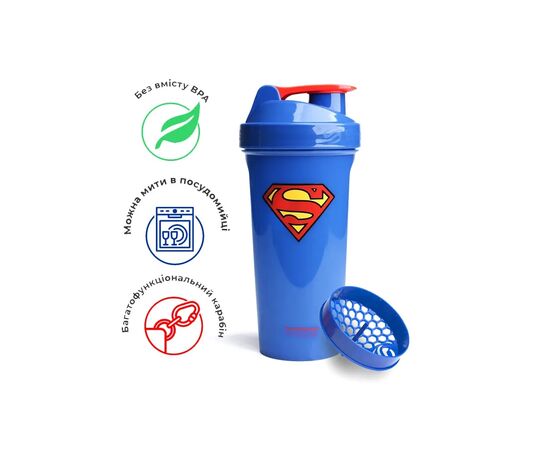 Шейкер спортивный SmartShake Lite 800ml DC Superman (10780601), изображение 7 Шейкер спортивный SmartShake Lite 800ml DC Superman (10780601), изображение 7