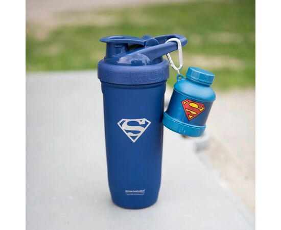 Контейнер спортивный SmartShake Whey2Go Funnel Pillbox 110ml DC Superman (80108001), изображение 4 Контейнер спортивный SmartShake Whey2Go Funnel Pillbox 110ml DC Superman (80108001), изображение 4