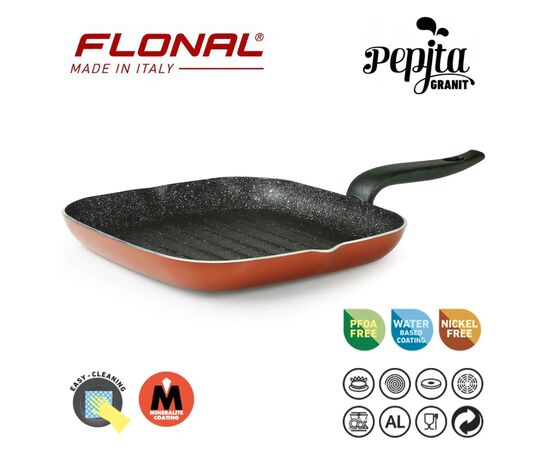 Сковорода Flonal Pepita Granit Grill 28x28 см (PGFBS2850), изображение 2 Сковорода Flonal Pepita Granit Grill 28x28 см (PGFBS2850), изображение 2