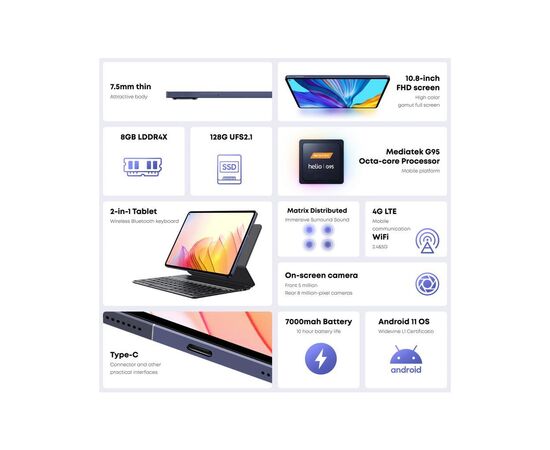 Планшет Chuwi HiPad Pro 8/128GB Dual Sim Black (HiPad Pro), зображення 4 Планшет Chuwi HiPad Pro 8/128GB Dual Sim Black (HiPad Pro), зображення 4