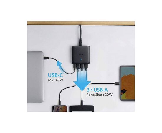 Зарядний пристрій Anker PowerPort Atom III Slim 4 - 65W 3&1xUSB-C PIQ3.0 (A2045G11), зображення 2