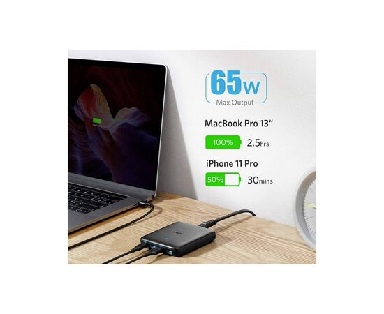 Зарядний пристрій Anker PowerPort Atom III Slim 4 - 65W 3&1xUSB-C PIQ3.0 (A2045G11), зображення 4