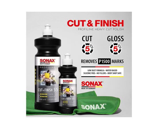 Автошампунь Sonax PROFILINE Cut + Finish 5-5  250 мл (225141), зображення 2 Автошампунь Sonax PROFILINE Cut + Finish 5-5  250 мл (225141), зображення 2