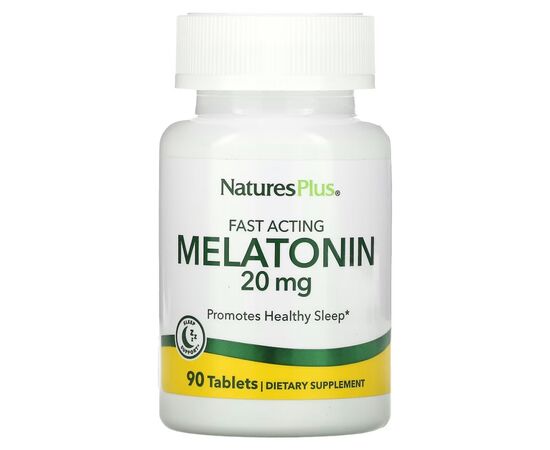 Амінокислота Natures Plus Мелатонін Швидкодіючий, 20 мг, Fast Acting Melatonin, 90 табл. (NAP-47628)