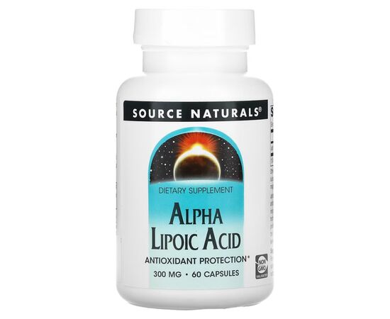 Антиоксидант Source Naturals Альфа-липоевая кислота, 300 мг, Alpha Lipoic Acid, 60 капсул (SNS-01764)