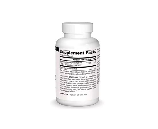 Антиоксидант Source Naturals Экстракт виноградных косточек, 100 мг, Grape Seed Extract, Proanthodyn, (SN1964), изображение 2 Антиоксидант Source Naturals Экстракт виноградных косточек, 100 мг, Grape Seed Extract, Proanthodyn, (SN1964), изображение 2