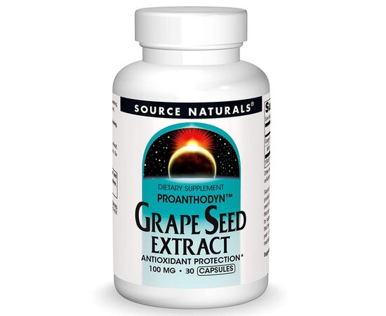 Антиоксидант Source Naturals Экстракт виноградных косточек, 100 мг, Grape Seed Extract, Proanthodyn, (SN1964)