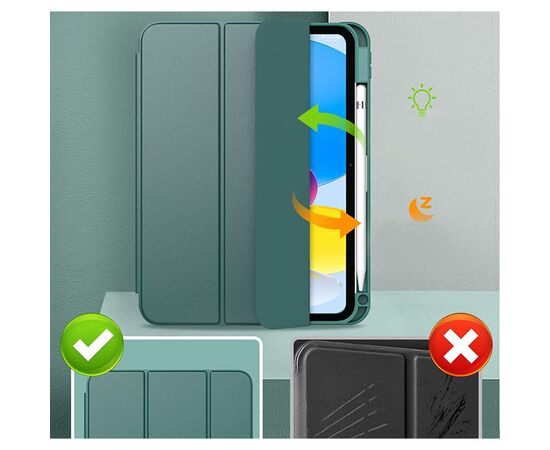 Чехол для планшета BeCover Removable Case mount Apple Pencil Apple iPad 10.9" 2022 Dark Green (708763), изображение 5 Чехол для планшета BeCover Removable Case mount Apple Pencil Apple iPad 10.9" 2022 Dark Green (708763), изображение 5