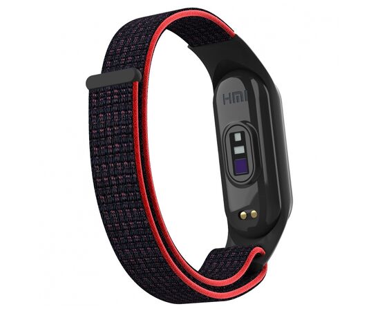 Ремешок для фитнес браслета Armorstandart нейлоновый для Xiaomi Mi Band 7/6/5/4 Black/Red (ARM67843), изображение 2