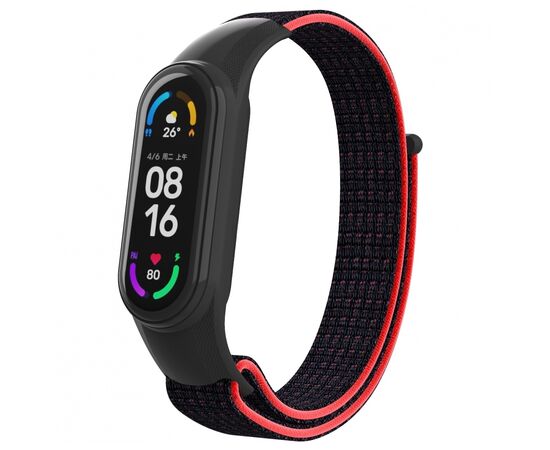 Ремешок для фитнес браслета Armorstandart нейлоновый для Xiaomi Mi Band 7/6/5/4 Black/Red (ARM67843)
