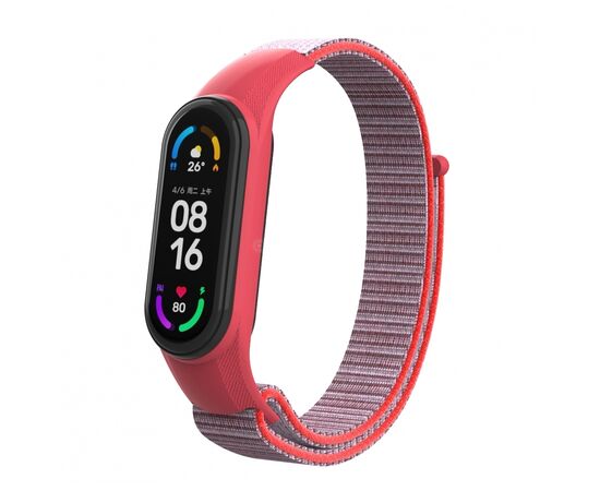 Ремешок для фитнес браслета Armorstandart нейлоновый для Xiaomi Mi Band 7/6/5/4 Grey/Red (ARM67853)