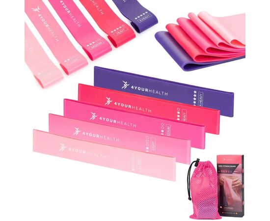 Эспандер 4yourhealth Mini Band Fitness 2662 Рожевий набір із 5шт (4YH_2662_5set), изображение 4 Эспандер 4yourhealth Mini Band Fitness 2662 Рожевий набір із 5шт (4YH_2662_5set), изображение 4