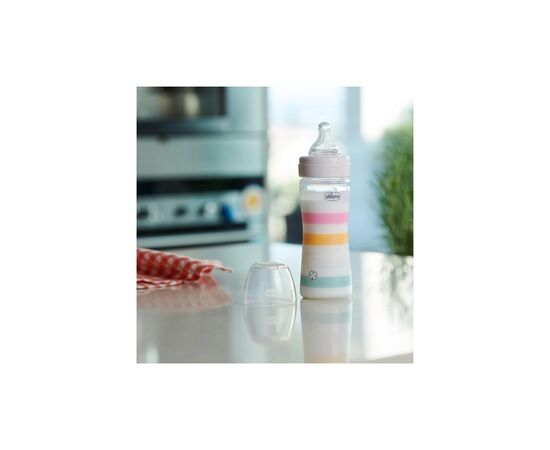 Бутылочка для кормления Chicco Well-Being Colors с силиконовой соской 2м+ 250 мл Розовая (28623.11), изображение 2