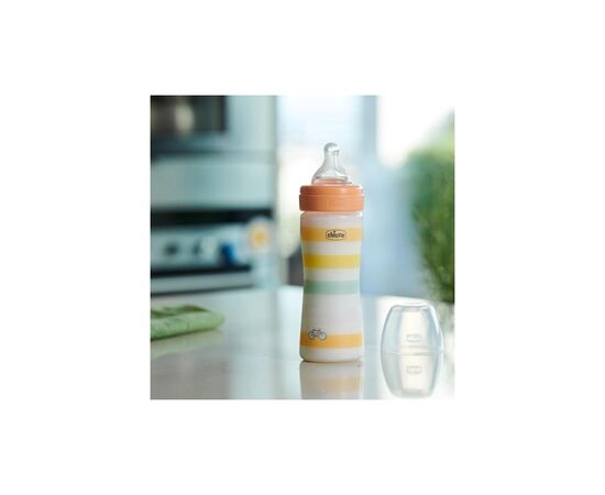 Бутылочка для кормления Chicco Well-Being Colors с силиконовой соской 2м+ 250 мл Оранжевая (28623.31), изображение 2