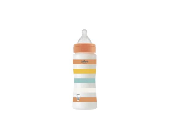 Бутылочка для кормления Chicco Well-Being Colors с силиконовой соской 4м+ 330 мл Оранжевая (28637.31)