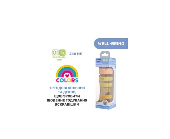 Бутылочка для кормления Chicco Well-Being Colors с силиконовой соской 0м+ 240 мл Оранжевая (28721.31), изображение 8 Бутылочка для кормления Chicco Well-Being Colors с силиконовой соской 0м+ 240 мл Оранжевая (28721.31), изображение 8