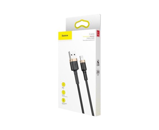 Дата кабель USB 2.0 AM to Lightning 2.0m 1.5A gold-black Baseus (CALKLF-CV1), изображение 4 Дата кабель USB 2.0 AM to Lightning 2.0m 1.5A gold-black Baseus (CALKLF-CV1), изображение 4