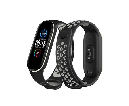 Ремешок для фитнес браслета BeCover Nike Style для Xiaomi Mi Smart Band 5 Black-Gray (705151)