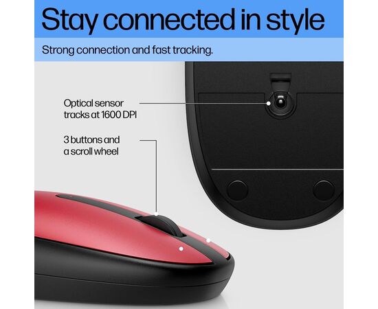 Мышка HP 240 Bluetooth Red (43N05AA), изображение 8 Мышка HP 240 Bluetooth Red (43N05AA), изображение 8