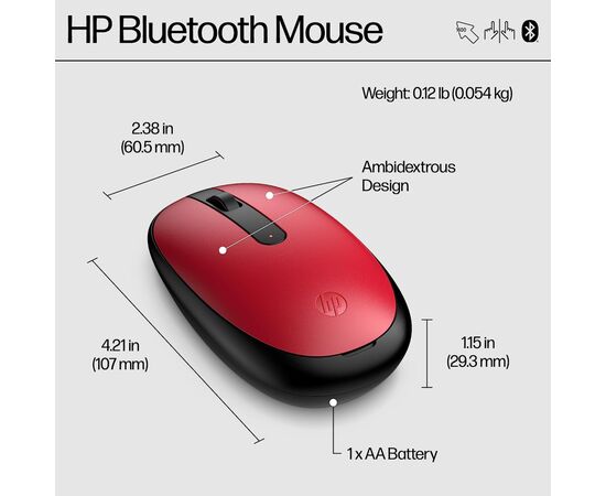 Мышка HP 240 Bluetooth Red (43N05AA), изображение 9 Мышка HP 240 Bluetooth Red (43N05AA), изображение 9