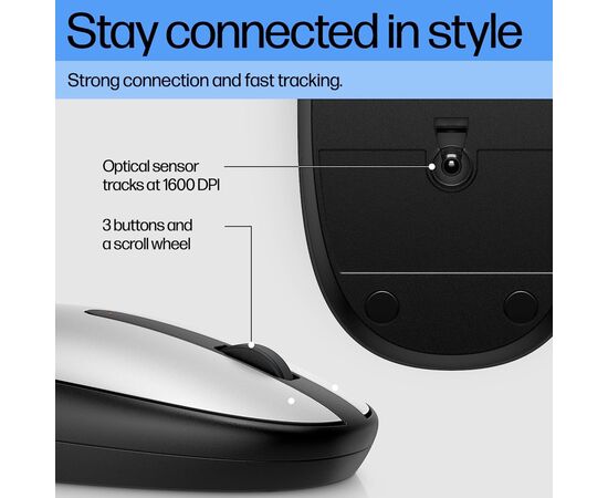 Мышка HP 240 Bluetooth Silver (43N04AA), изображение 3 Мышка HP 240 Bluetooth Silver (43N04AA), изображение 3