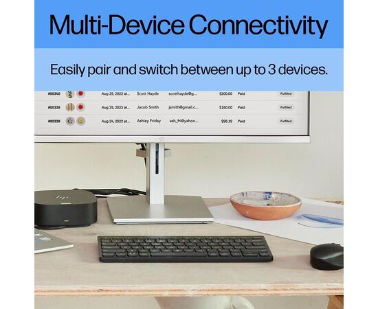 Клавиатура HP 350 Compact Multi-Device Bluetooth UA Black (692S8AA), изображение 4 Клавиатура HP 350 Compact Multi-Device Bluetooth UA Black (692S8AA), изображение 4