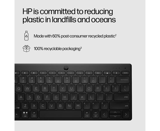 Клавиатура HP 350 Compact Multi-Device Bluetooth UA Black (692S8AA), изображение 7 Клавиатура HP 350 Compact Multi-Device Bluetooth UA Black (692S8AA), изображение 7