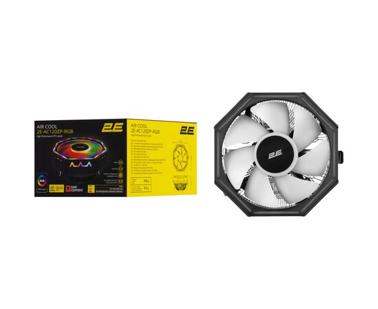 Кулер для процессора 2E Gaming Air Cool AC120ZP RGB, LGA1700, 1200, 115X, 775, AM5, AM4, AM3, AM3+, AM2, AM2+, FM2, FM1 (2E-AC120ZP-RGB), изображение 6 Кулер для процессора 2E Gaming Air Cool AC120ZP RGB, LGA1700, 1200, 115X, 775, AM5, AM4, AM3, AM3+, AM2, AM2+, FM2, FM1 (2E-AC120ZP-RGB), изображение 6