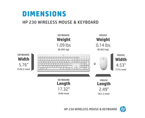 Комплект HP 230 Wireless UA White (3L1F0AA), изображение 2 Комплект HP 230 Wireless UA White (3L1F0AA), изображение 2