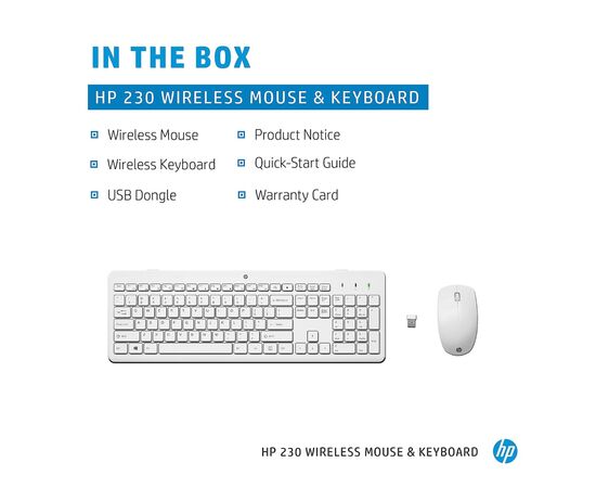 Комплект HP 230 Wireless UA White (3L1F0AA), изображение 5 Комплект HP 230 Wireless UA White (3L1F0AA), изображение 5