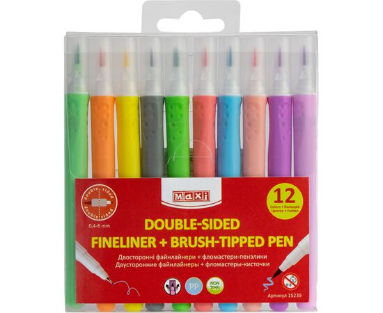 Фломастери Maxi пензлики BRUSH-TIPPED Jumbo, 10 пастельних кольорів, лінія 0,5-6 мм (MX15237)