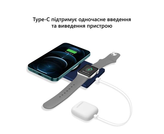 Батарея универсальная AirOn 3in1 MagSafe PowerCharge для iPhone, Apple Watch, AirPods, Android, 5000 mAh, QC/3.0, Qi (6126755803222), изображение 9 Батарея универсальная AirOn 3in1 MagSafe PowerCharge для iPhone, Apple Watch, AirPods, Android, 5000 mAh, QC/3.0, Qi (6126755803222), изображение 9