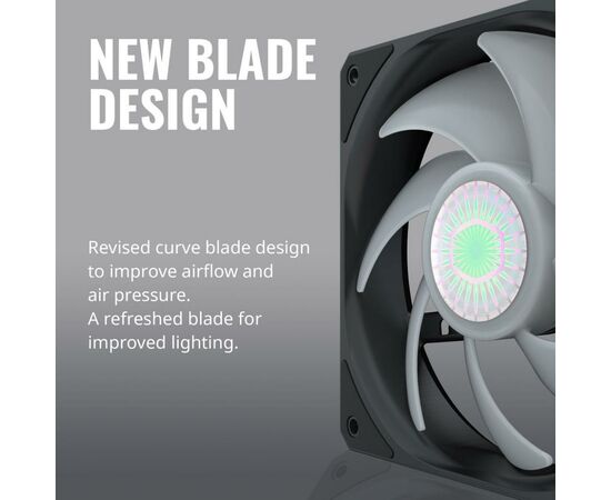 Кулер для корпуса CoolerMaster SickleFlow 120 3in1 ARGB (MFX-B2DN-183PA-R1), изображение 10 Кулер для корпуса CoolerMaster SickleFlow 120 3in1 ARGB (MFX-B2DN-183PA-R1), изображение 10