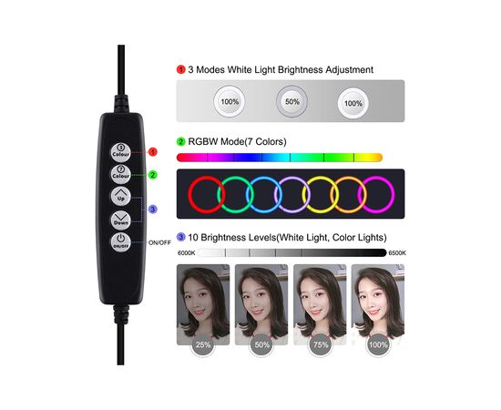 Набор блогера Puluz Ring USB LED lamp PKT3049B 4.7" + table tripod (PKT3049B), изображение 2 Набор блогера Puluz Ring USB LED lamp PKT3049B 4.7" + table tripod (PKT3049B), изображение 2