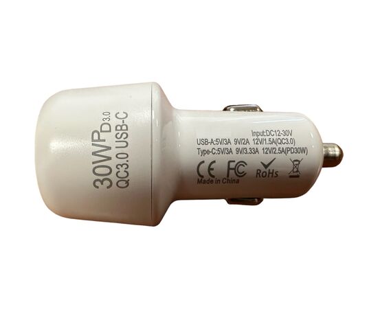 Зарядное устройство XoKo CQC-220 PD Type-C 30W/3A USB 3A White (CQC-220-WH), изображение 2