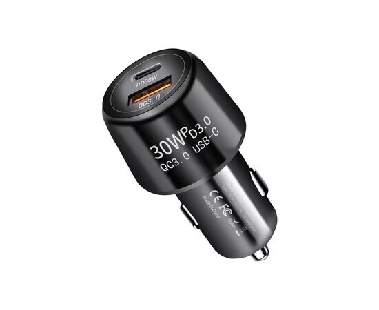 Зарядное устройство XoKo CQC-220 PD Type-C 30W/3A USB 3A Black (CQC-220-BK)