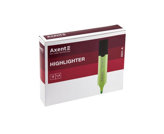 Маркер Axent Highlighter 1-5 мм клиноподібний зелений (2531-04-A), зображення 2 Маркер Axent Highlighter 1-5 мм клиноподібний зелений (2531-04-A), зображення 2