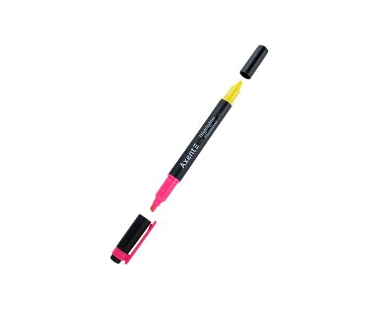 Маркер Axent Highlighter Dual 2-4 мм клиноподібний рожевий+жовтий (2534-10-A)
