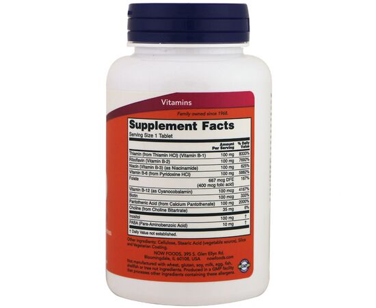 Витамин Now Foods В-Комплекс Медленного Высвобождения, B-100, 100 таблеток (NOW-00439), изображение 2 Витамин Now Foods В-Комплекс Медленного Высвобождения, B-100, 100 таблеток (NOW-00439), изображение 2