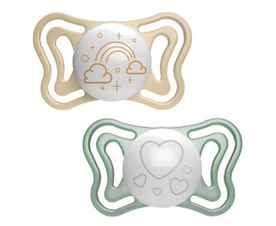 Пустышка Chicco Physio Light силиконовая от 2 до 6 месяцев люминесцентная с футляром 2 шт. (71037.41)