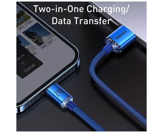 Дата кабель USB 2.0 AM to Lightning 1.2m 2.4A Blue Baseus (948086), изображение 4 Дата кабель USB 2.0 AM to Lightning 1.2m 2.4A Blue Baseus (948086), изображение 4