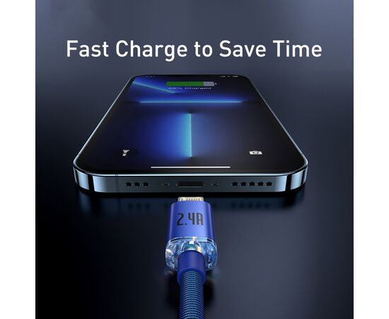 Дата кабель USB 2.0 AM to Lightning 2.0m 2.4A Blue Baseus (948089), изображение 8 Дата кабель USB 2.0 AM to Lightning 2.0m 2.4A Blue Baseus (948089), изображение 8
