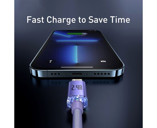 Дата кабель USB 2.0 AM to Lightning 2.0m 2.4A Purple Baseus (948090), изображение 8 Дата кабель USB 2.0 AM to Lightning 2.0m 2.4A Purple Baseus (948090), изображение 8