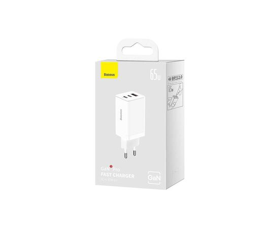 Зарядное устройство Baseus 65W GaN5 Pro 2C+U(CCGP120202 ) white (960194), изображение 6 Зарядное устройство Baseus 65W GaN5 Pro 2C+U(CCGP120202 ) white (960194), изображение 6