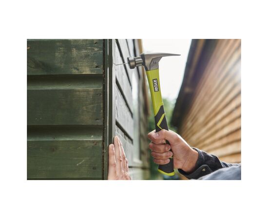 Молоток Ryobi RH16FSS, 450г, рукоятка зі скловолокна, цвяходер, магнітний тримач (5132005333), изображение 7 Молоток Ryobi RH16FSS, 450г, рукоятка зі скловолокна, цвяходер, магнітний тримач (5132005333), изображение 7